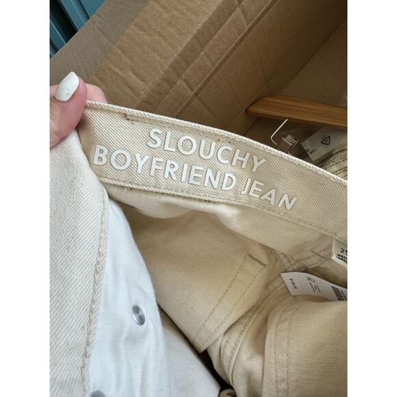 J. Crew Slouchy Boyfriend High Waisted Jeans Cream Ecru Natural Women Sz 25 NWT - Picture 5 of 9